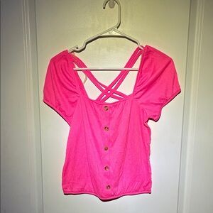 No Boundaries Hot Pink Crisscross Crop Top
